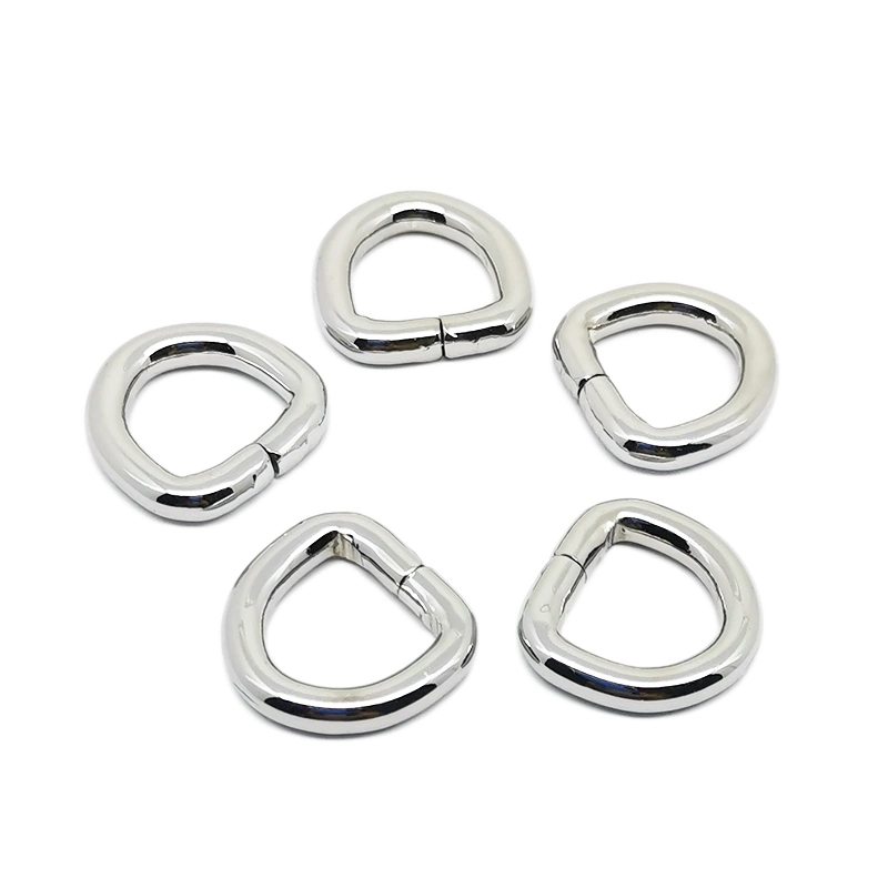 Various Size Cheap Rolling Electroplating Nickle Color Metal D Ring Buckle for Bags Strap