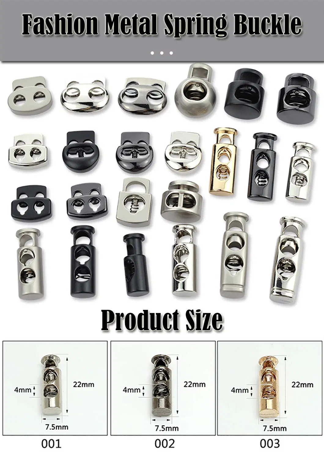 Cord Button Buckles Metal Cord Spring Buckle Toggle Stopper Round Rope Stopper Buckle Custom Design Metal Cord Lock Zinc Alloy