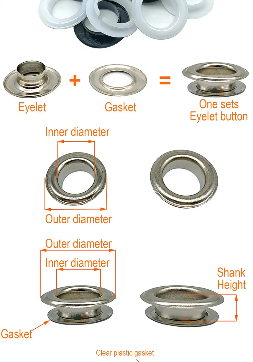 Metal Grommet Accessories Stainless Steel 304 Claw Eyelets for Tarpaulin or Canvas Brass Eyelets for Tents for Leather
