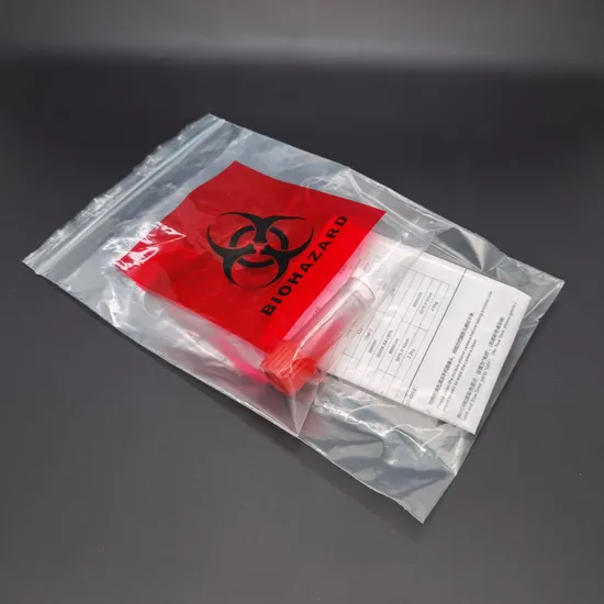 Biohazard Bag Red Specimen Bag with Document Wallet Zip Lock Zipper Autoclave Bags 120X150mm 