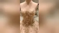Strapless Wedding Dress Beaded Luxury Lace Tulle Bridal Ball Gown H1318 
