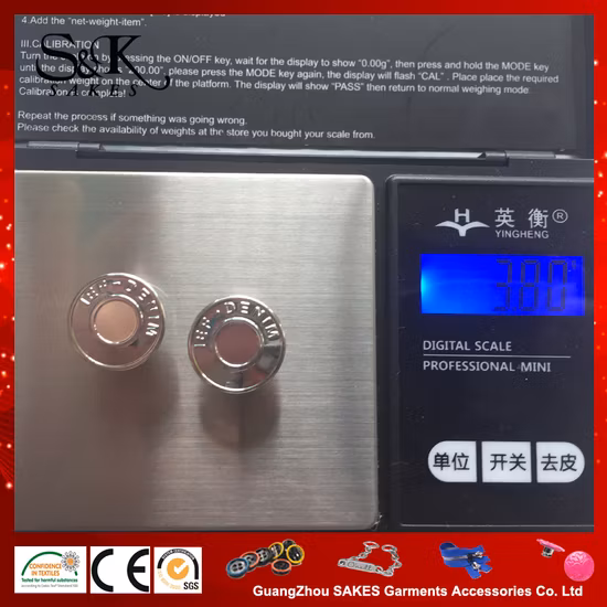 High Quality Custom Brand Metal Brass Moveable Jeans Button for Garments