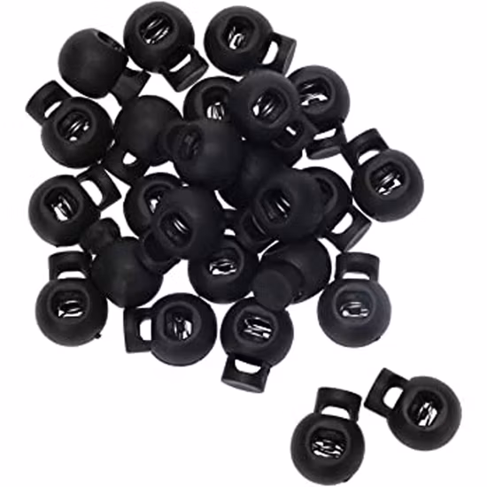 Spring Loaded Elastic Drawstring Rope Clip Ends Round Ball Shape Cord Locks Plastic Toggle Single Hole