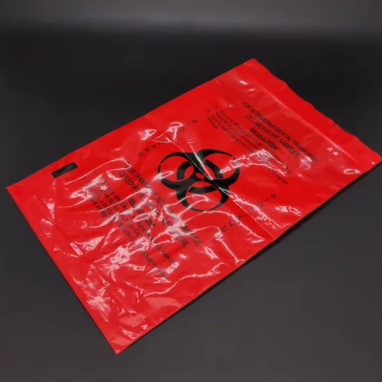 Autoclave Bags Specimen Bag with Document Wallet Biohazard Bag Zip Lock Zipper Red Bag 
