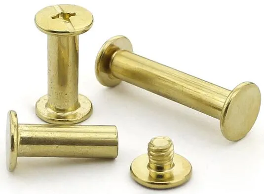 Metal Round Flat Head Book Binding Leather Repair Rivet Chicago Screw Stud for Leather Craft and Bookbinding 