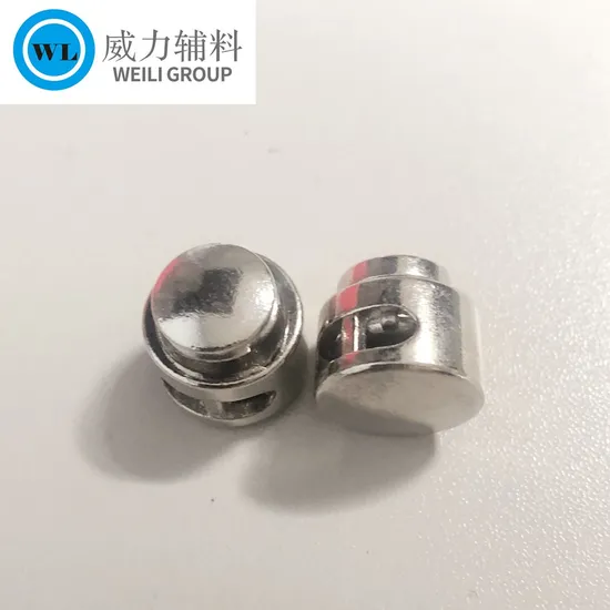 Round Metal Stopper, Cord Lock for Coat, Two Hole Spring Metal End Cord Lock 