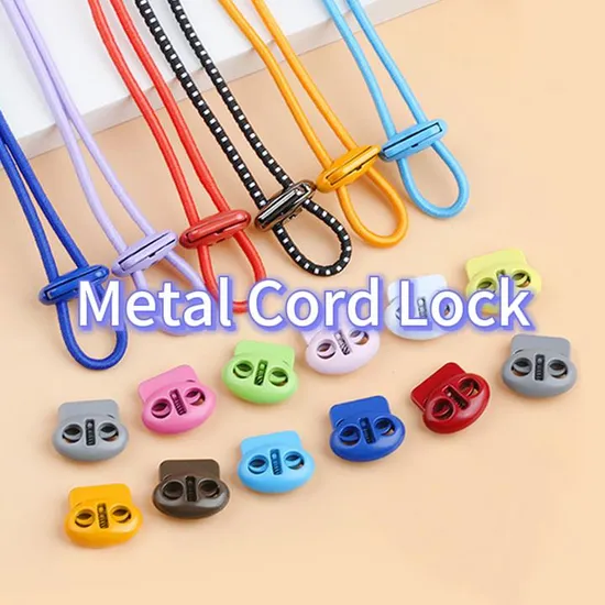 Wholesale Elastic Adjustable Colorful Cord Stopper 2 Holes Metal Cord Lock 