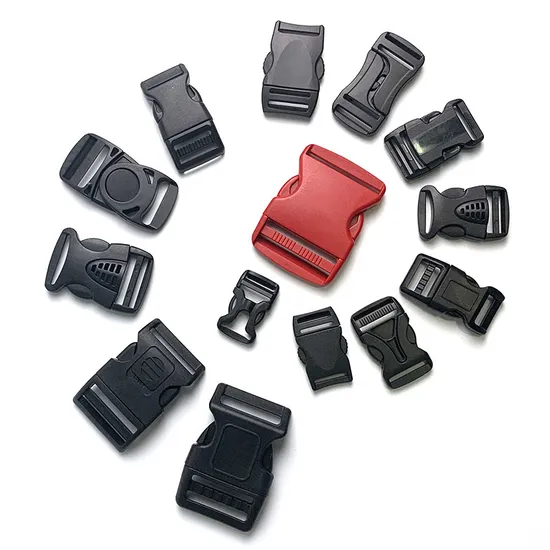 Black Flat Heavy Duty Dual Adjustable Side Release Plastic Buckles for Webbing/Bag/Belt 