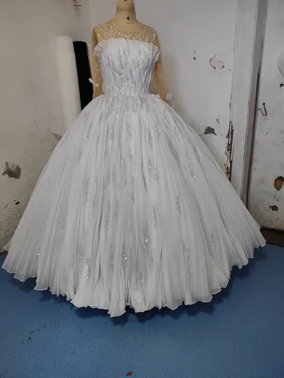 Long Sleeve Wedding Dresses Lace Bridal Ball Gown Fb221 