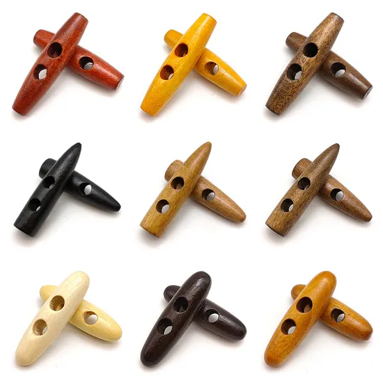 2 Holes Sewing Crafts Wood Toggle Horn Wooden Buttons Garment Accessories Clothing 